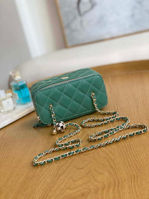 Chanel A81242 Vanity with chain Lambskin Gold football Light Green - Default Title - View 4