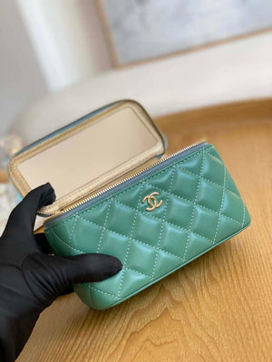 Chanel A81242 Vanity with chain Lambskin Gold football Light Green - Default Title - View 8