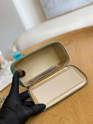 Chanel A81242 Vanity with chain Lambskin Gold football Light Green - Default Title - View 9