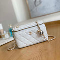 Chanel A81242 Vanity with chain Lambskin Gold football White - Default Title - View 1