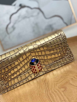 Chanel A86015 Clutch evening bag Crocodile Gold - Default Title - View 3
