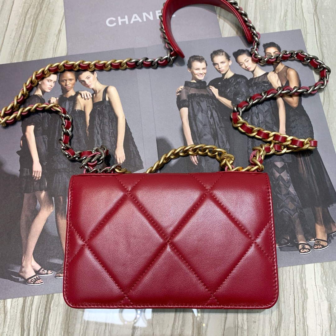 Chanel A86092 WOC Chain Wallet Bag Lambskin Wine Red - Default Title - View 2