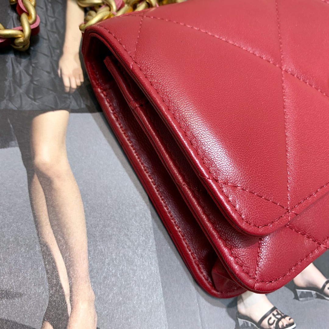 Chanel A86092 WOC Chain Wallet Bag Lambskin Wine Red