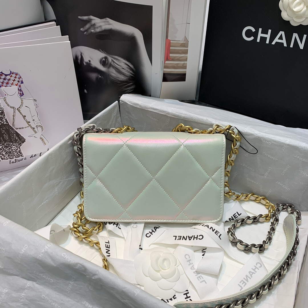 Chanel A86092 WOC 19 Chain Wallet Bag Lambskin Silvey White - Default Title - View 2