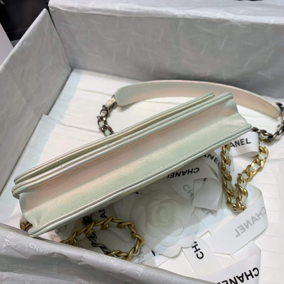 Chanel A86092 WOC 19 Chain Wallet Bag Lambskin Silvey White - Default Title - View 6
