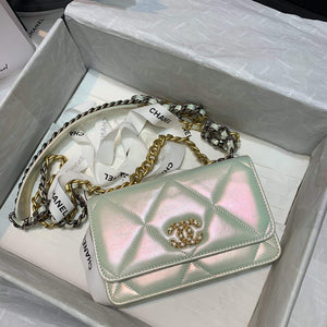 Chanel A86092 WOC 19 Chain Wallet Bag Lambskin Silvey White - Default Title - View 7