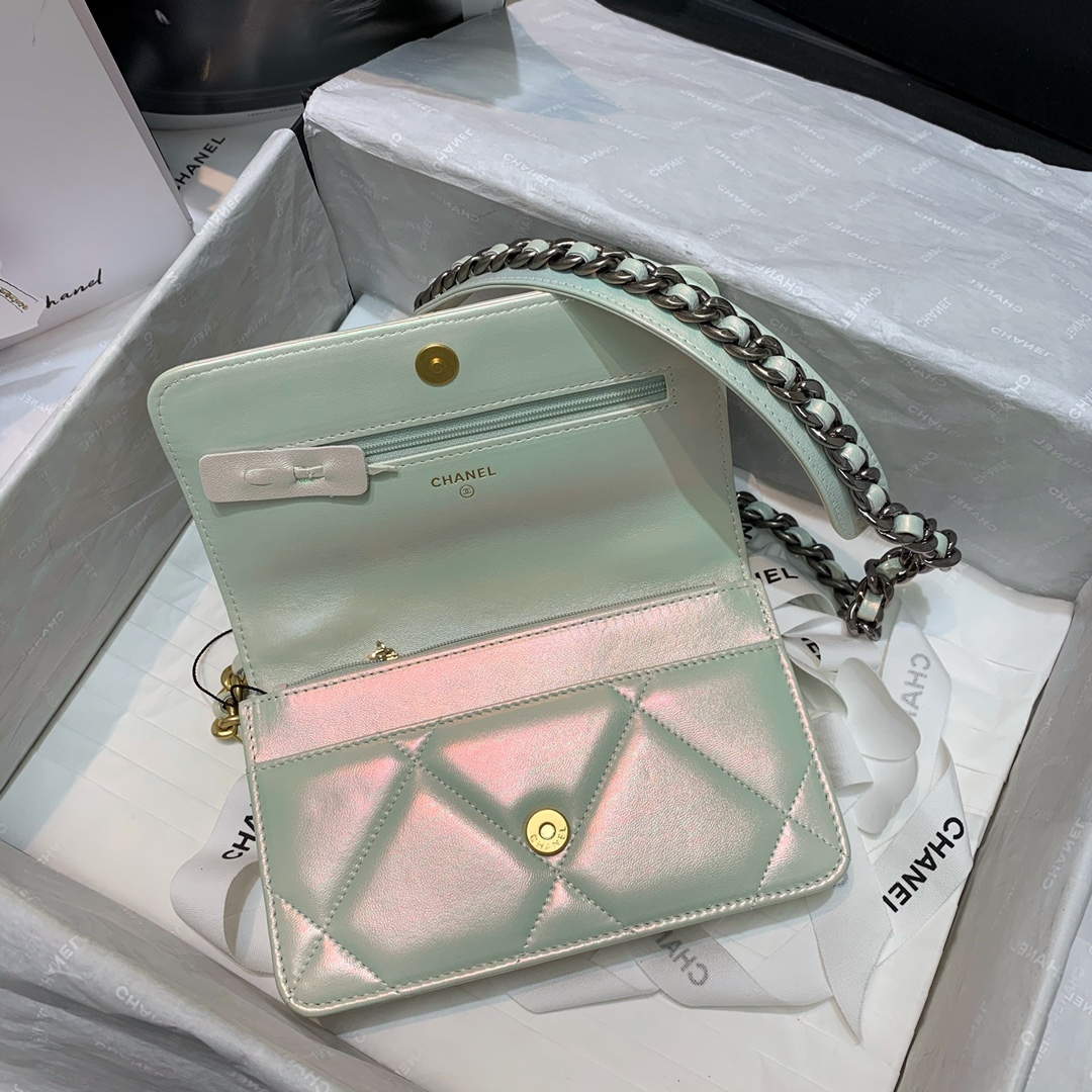 Chanel A86092 WOC 19 Chain Wallet Bag Lambskin Silvey White - Default Title - View 8