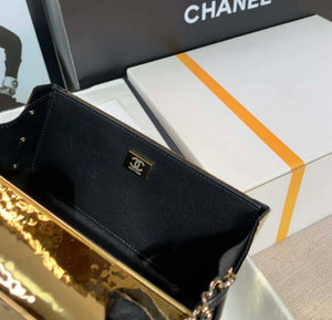 Chanel A8802 EVENING BAG Lambskin Gold Metal Gold - Default Title - View 8