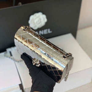 Chanel A8802 EVENING BAG Lambskin Sliver Metal Sliver - Default Title - View 3