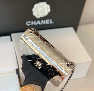 Chanel A8802 EVENING BAG Lambskin Sliver Metal Sliver - Default Title - View 7