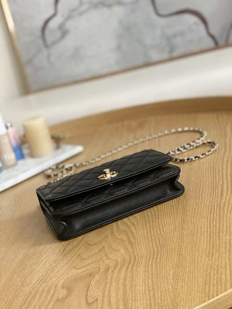 Chanel A88632 WOC 19 Chain Wallet Bag Black Lambskin Gold - Default Title - View 6