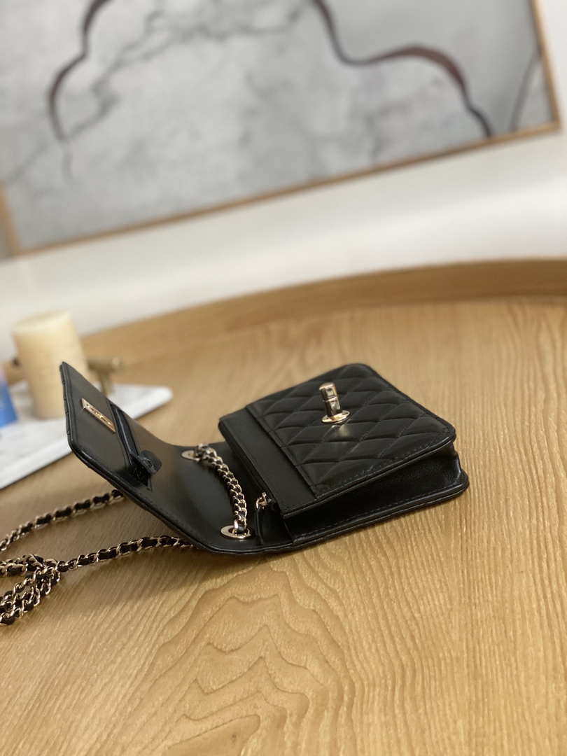 Chanel A88632 WOC 19 Chain Wallet Bag Black Lambskin Gold - Default Title - View 7