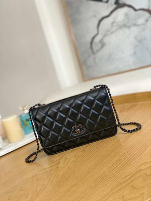 Chanel A88632 WOC 19 Chain Wallet Bag Black Lambskin with black havdware - Default Title - View 1