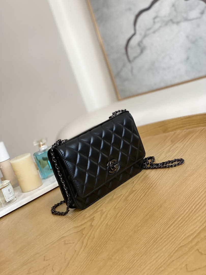 Chanel A88632 WOC 19 Chain Wallet Bag Black Lambskin with black havdware - Default Title - View 5