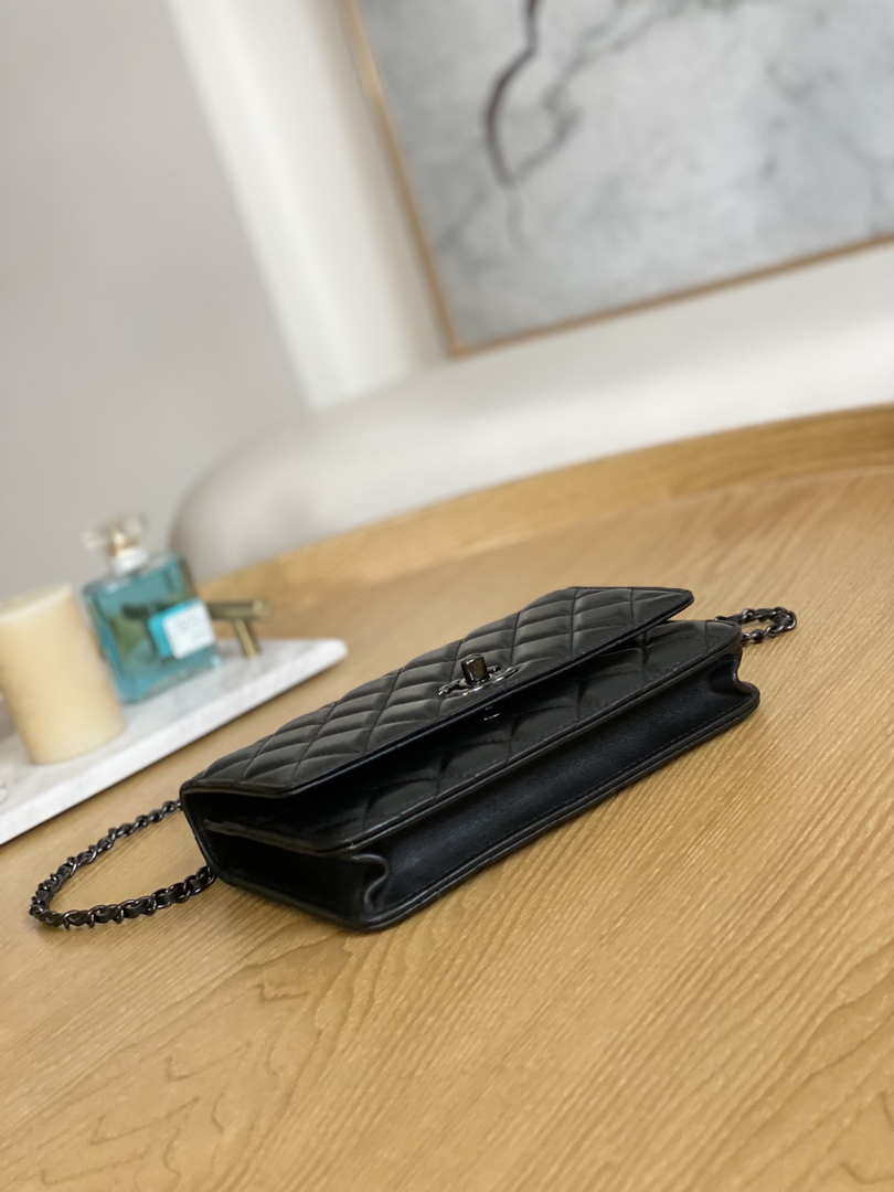 Chanel A88632 WOC 19 Chain Wallet Bag Black Lambskin with black havdware - Default Title - View 7