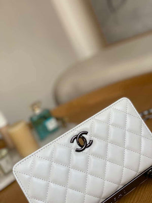 Chanel A88632 WOC 19 Chain Wallet Bag White Lambskin with black havdware - Default Title - View 4
