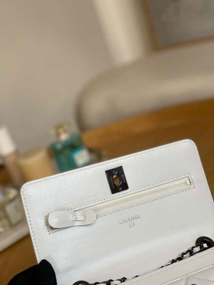 Chanel A88632 WOC 19 Chain Wallet Bag White Lambskin with black havdware - Default Title - View 8