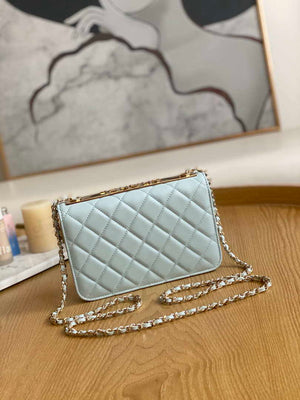 Chanel A88632 WOC 19 Chain Wallet Bag Light Blue Lambskin Gold - Default Title - View 2