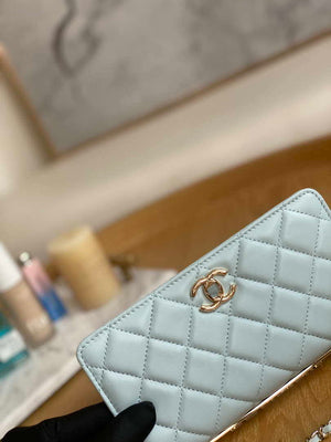 Chanel A88632 WOC 19 Chain Wallet Bag Light Blue Lambskin Gold - Default Title - View 3