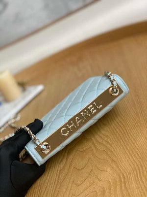 Chanel A88632 WOC 19 Chain Wallet Bag Light Blue Lambskin Gold - Default Title - View 5