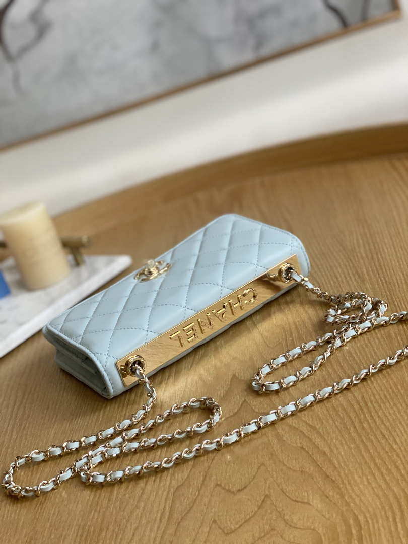 Chanel A88632 WOC 19 Chain Wallet Bag Light Blue Lambskin Gold - Default Title - View 6