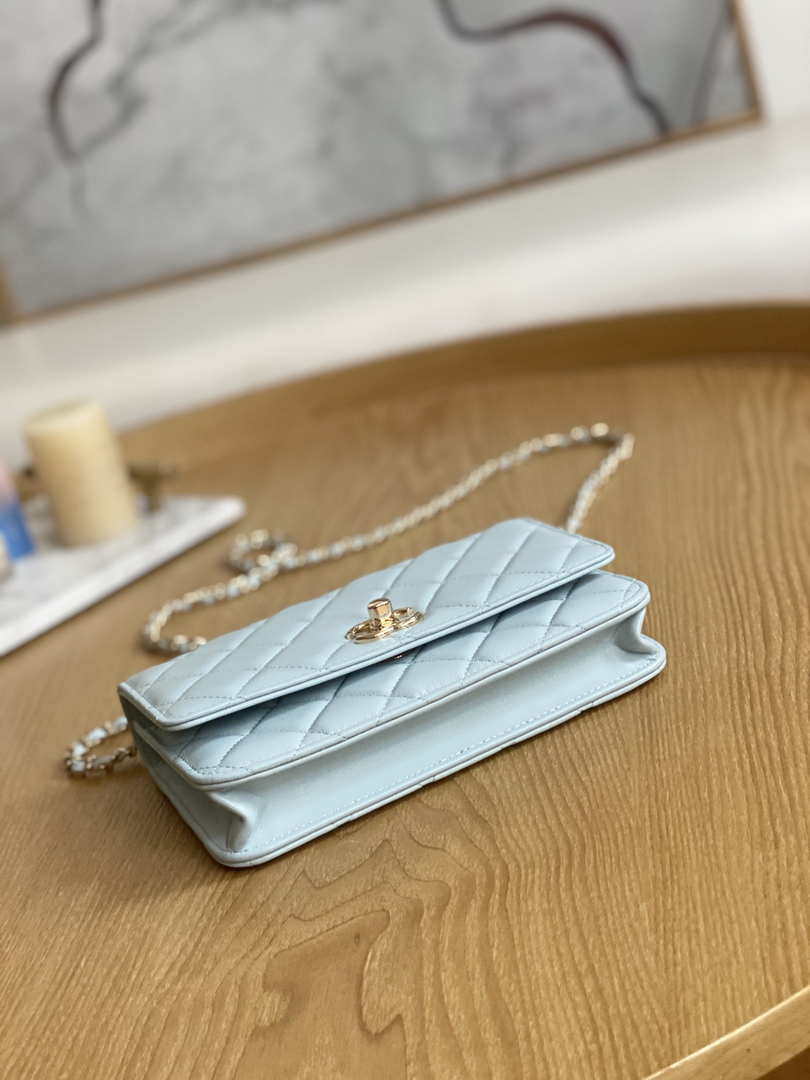 Chanel A88632 WOC 19 Chain Wallet Bag Light Blue Lambskin Gold - Default Title - View 7