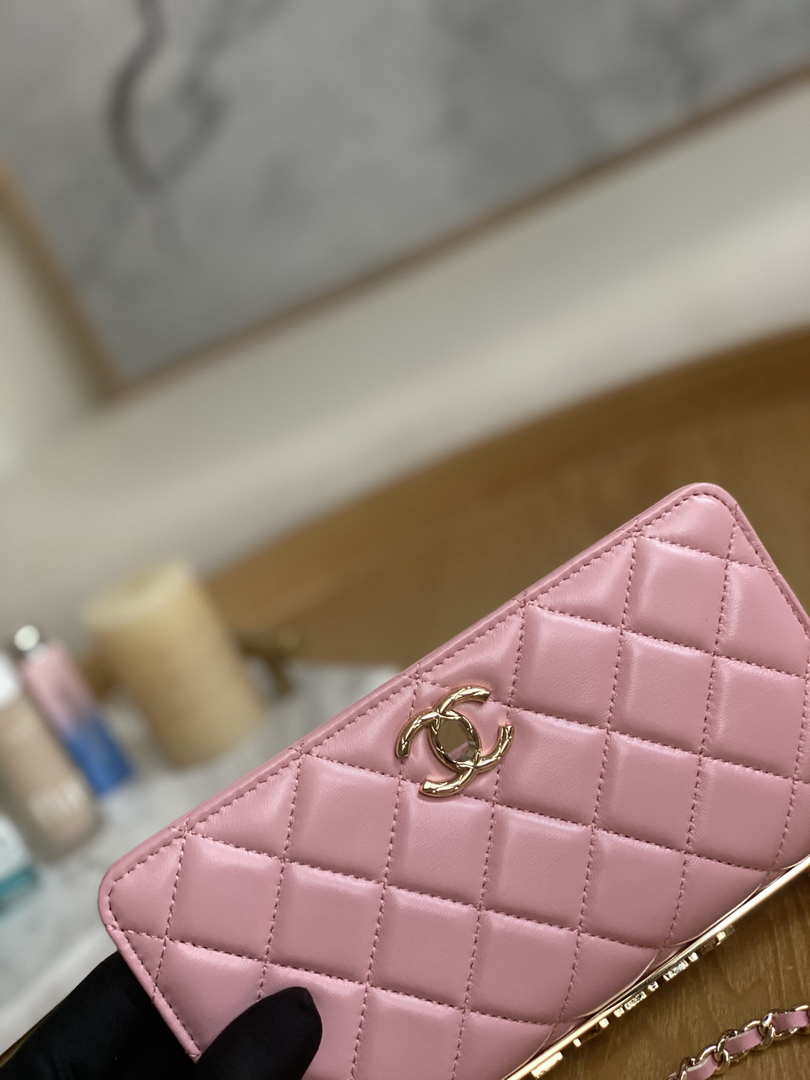 Chanel A88632 WOC 19 Chain Wallet Bag Pink Lambskin Gold - Default Title - View 3