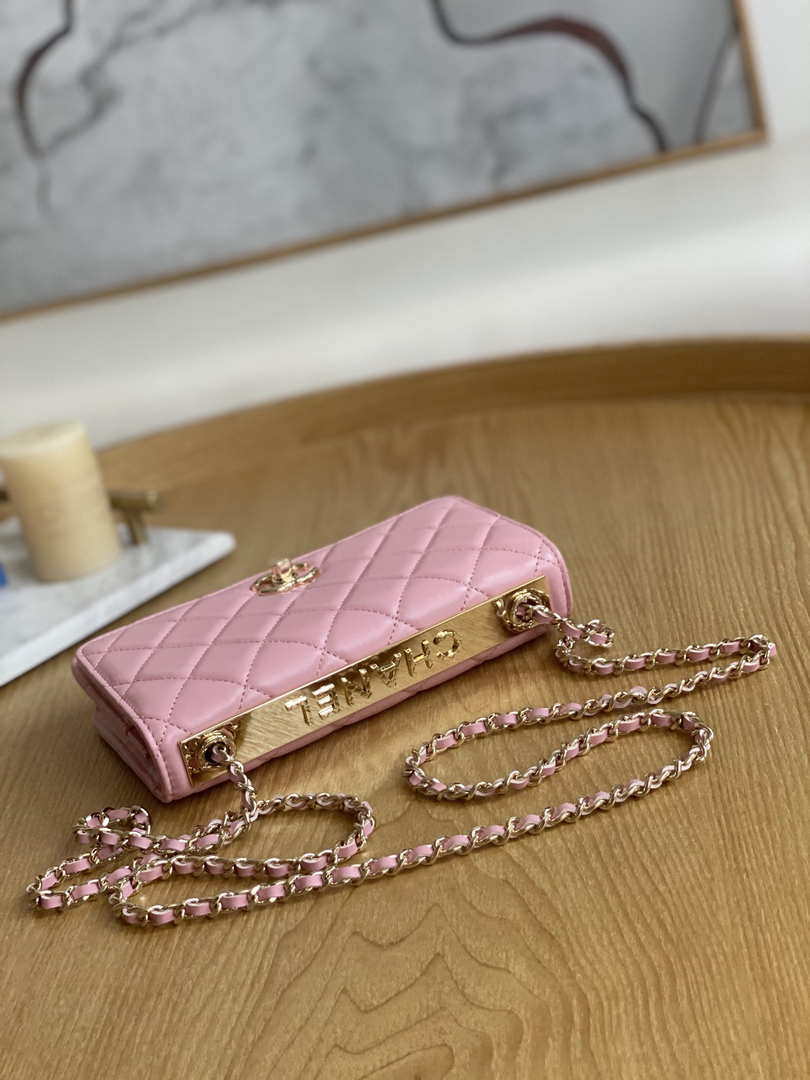 Chanel A88632 WOC 19 Chain Wallet Bag Pink Lambskin Gold - Default Title - View 6