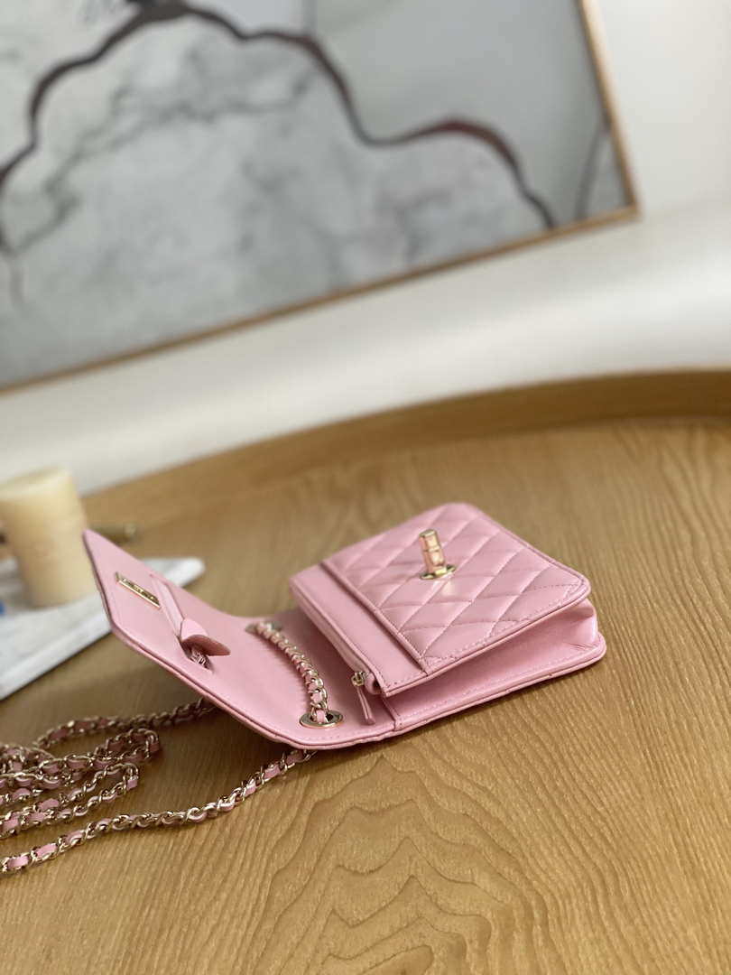 Chanel A88632 WOC 19 Chain Wallet Bag Pink Lambskin Gold - Default Title - View 8
