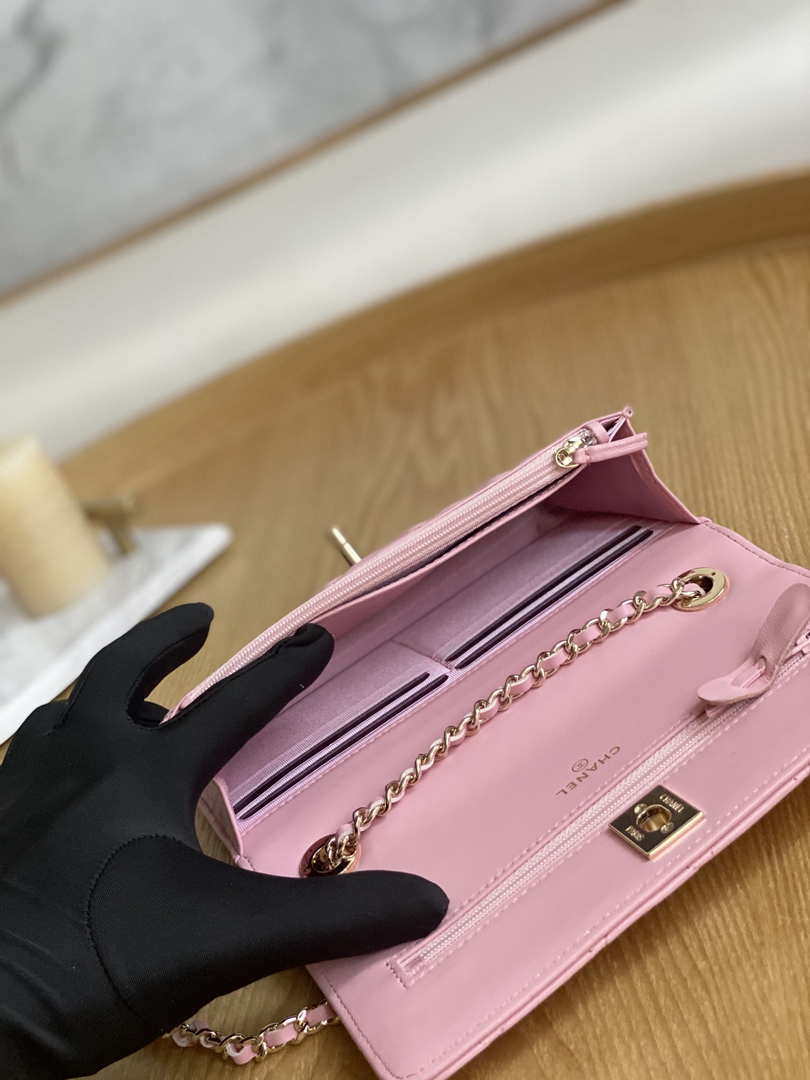 Chanel A88632 WOC 19 Chain Wallet Bag Pink Lambskin Gold - Default Title - View 9