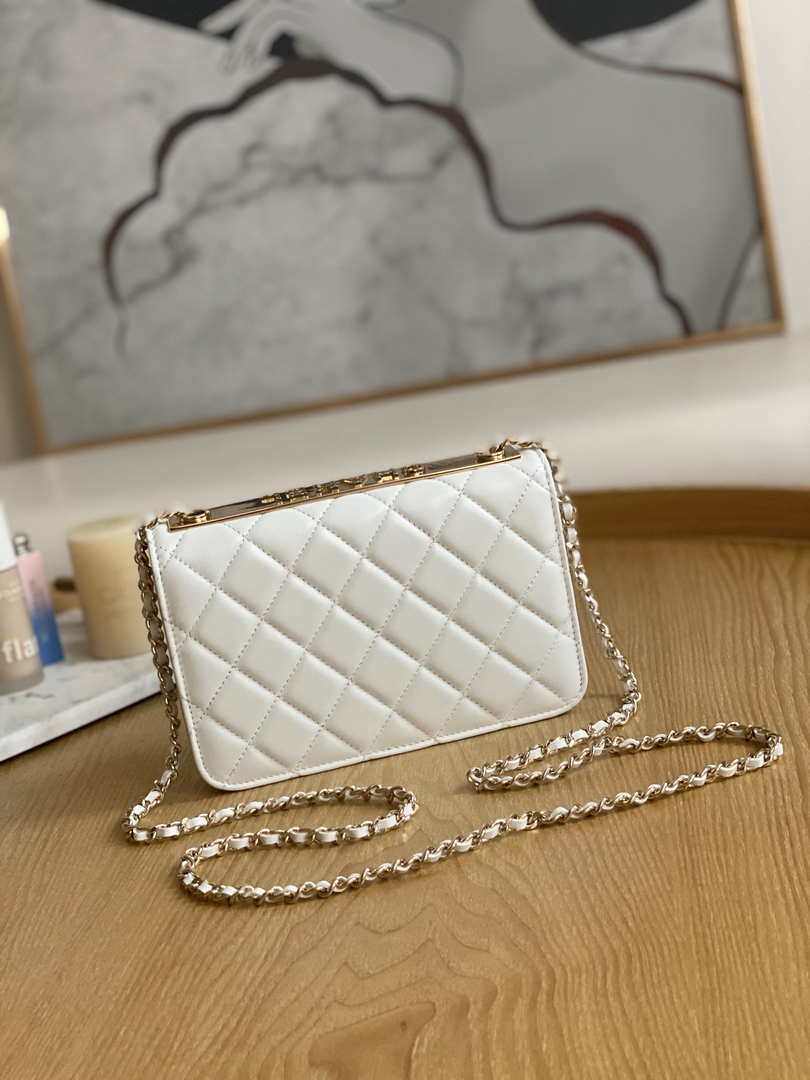 Chanel A88632 WOC 19 Chain Wallet Bag White Lambskin Gold - Default Title - View 2