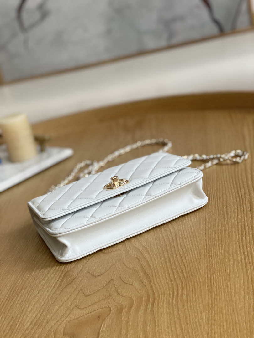 Chanel A88632 WOC 19 Chain Wallet Bag White Lambskin Gold - Default Title - View 7