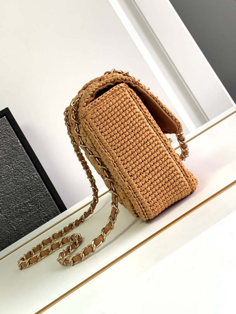 Chanel A88809 Flap Bag Gold-Tone Metal  Macaroon Khaki - Mini size: 19.5 cm - View 2
