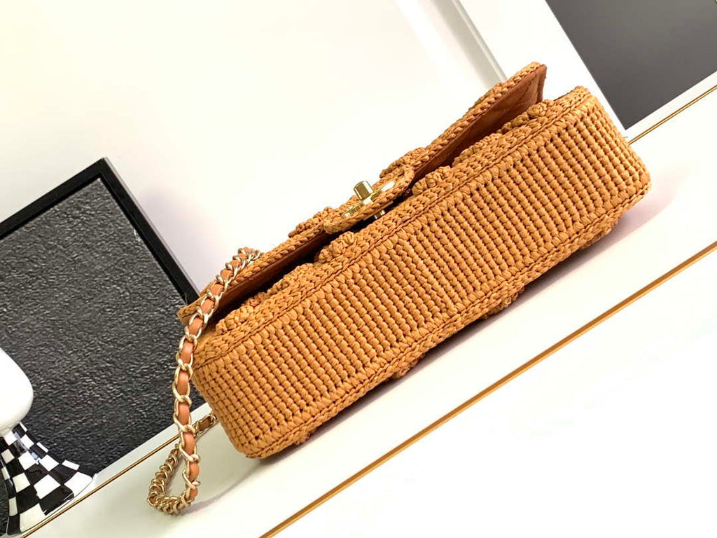 Chanel A88809 Flap Bag Gold-Tone Metal  Macaroon Khaki