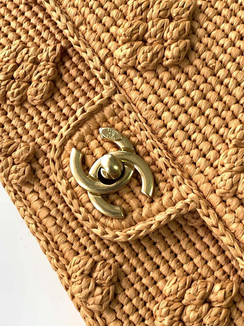 Chanel A88809 Flap Bag Gold-Tone Metal  Macaroon Khaki