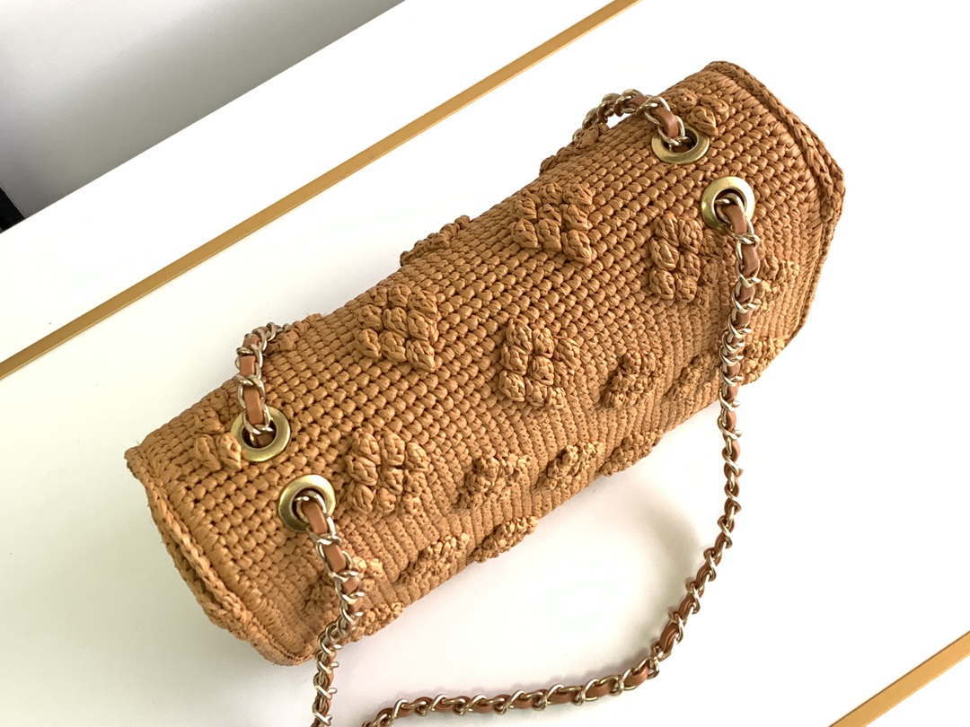 Chanel A88809 Flap Bag Gold-Tone Metal  Macaroon Khaki - Mini size: 19.5 cm - View 6