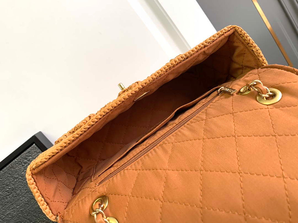 Chanel A88809 Flap Bag Gold-Tone Metal  Macaroon Khaki