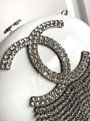 Chanel A88990 Evening Resin Crystal Chain Fringe CC Oval Minaudiere - Default Title - View 5