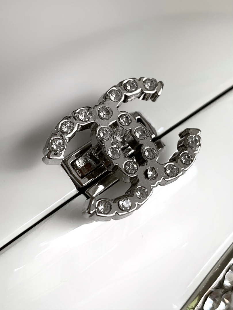 Chanel A88990 Evening Resin Crystal Chain Fringe CC Oval Minaudiere