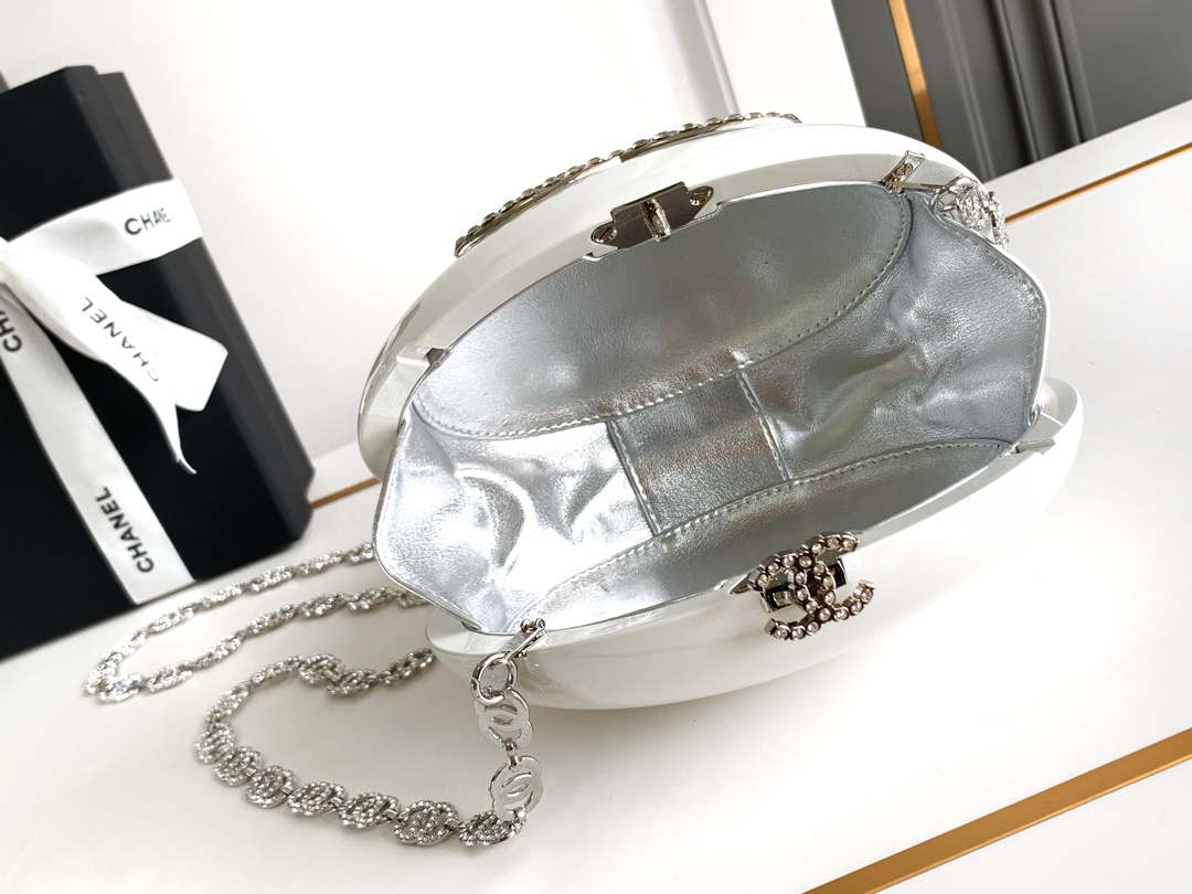 Chanel A88990 Evening Resin Crystal Chain Fringe CC Oval Minaudiere - Default Title - View 8