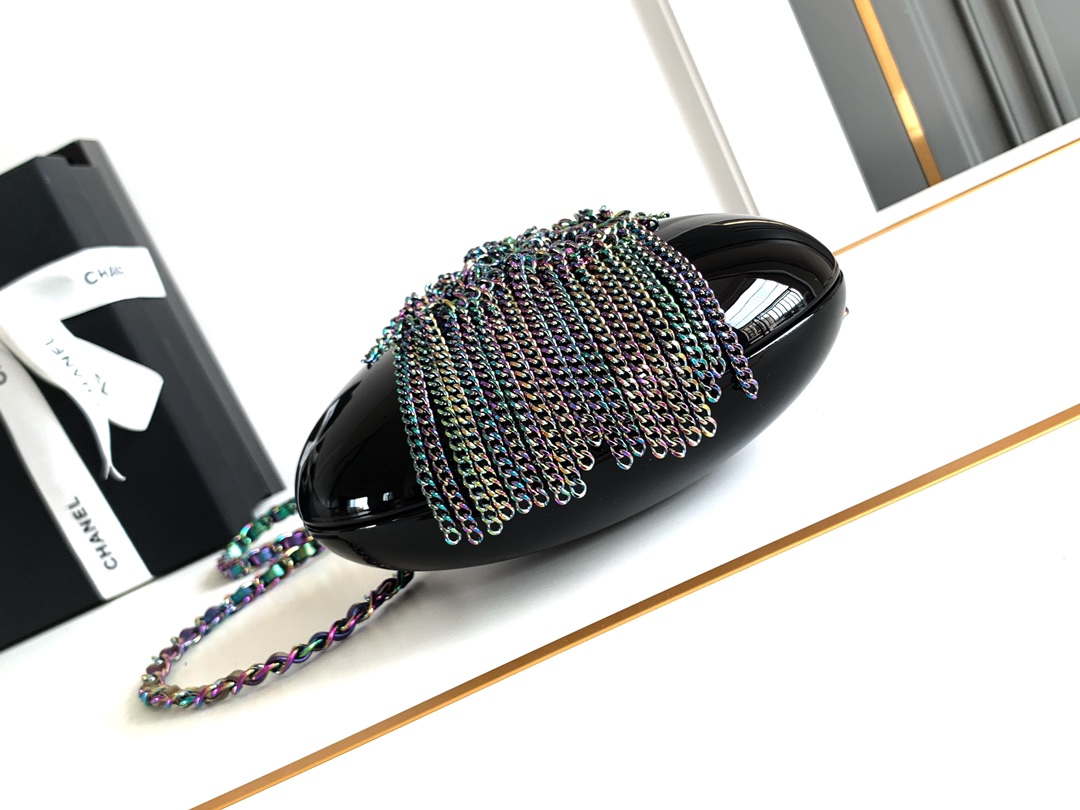 Chanel A88991 Evening Colorful tassel Chain Fringe CC Oval Minaudiere