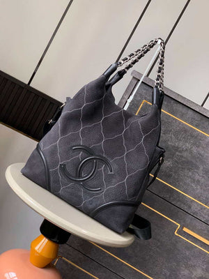 Chanel A88991 Hobo Bag Suede & Silver-Tone Metal Black - Default Title - View 1