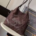 Chanel A88991 Hobo Bag Suede & Silver-Tone Metal Brown - Default Title - View 1