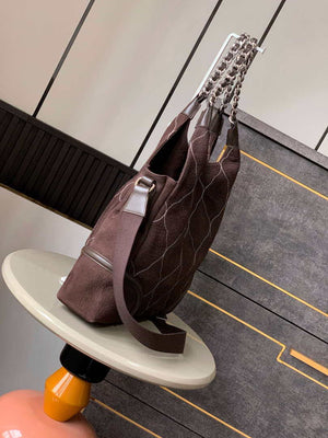 Chanel A88991 Hobo Bag Suede & Silver-Tone Metal Brown - Default Title - View 3