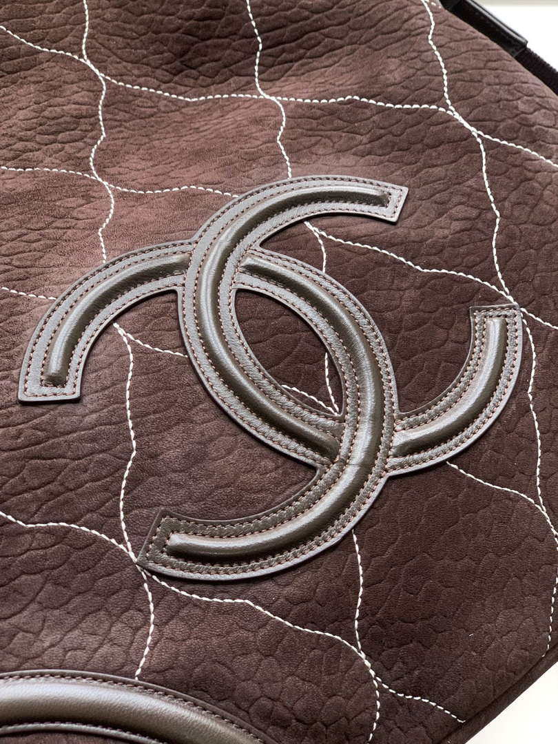 Chanel A88991 Hobo Bag Suede & Silver-Tone Metal Brown