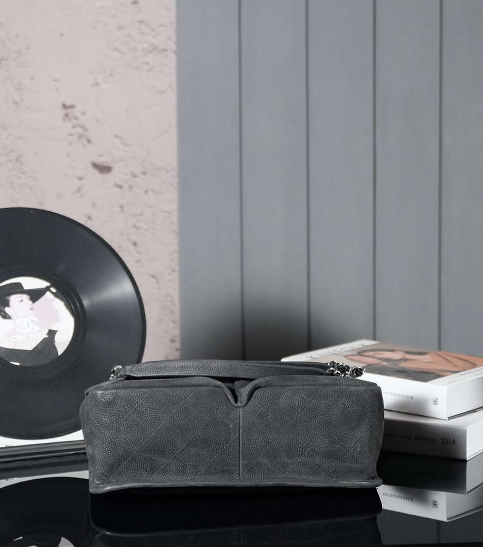 Chanel A90090 Flap Bag Vintage Black Suede Silver