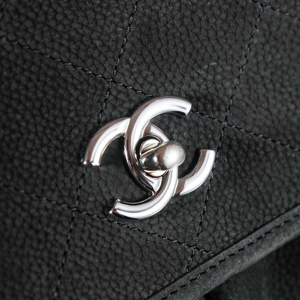 Chanel A90090 Flap Bag Vintage Black Suede Silver