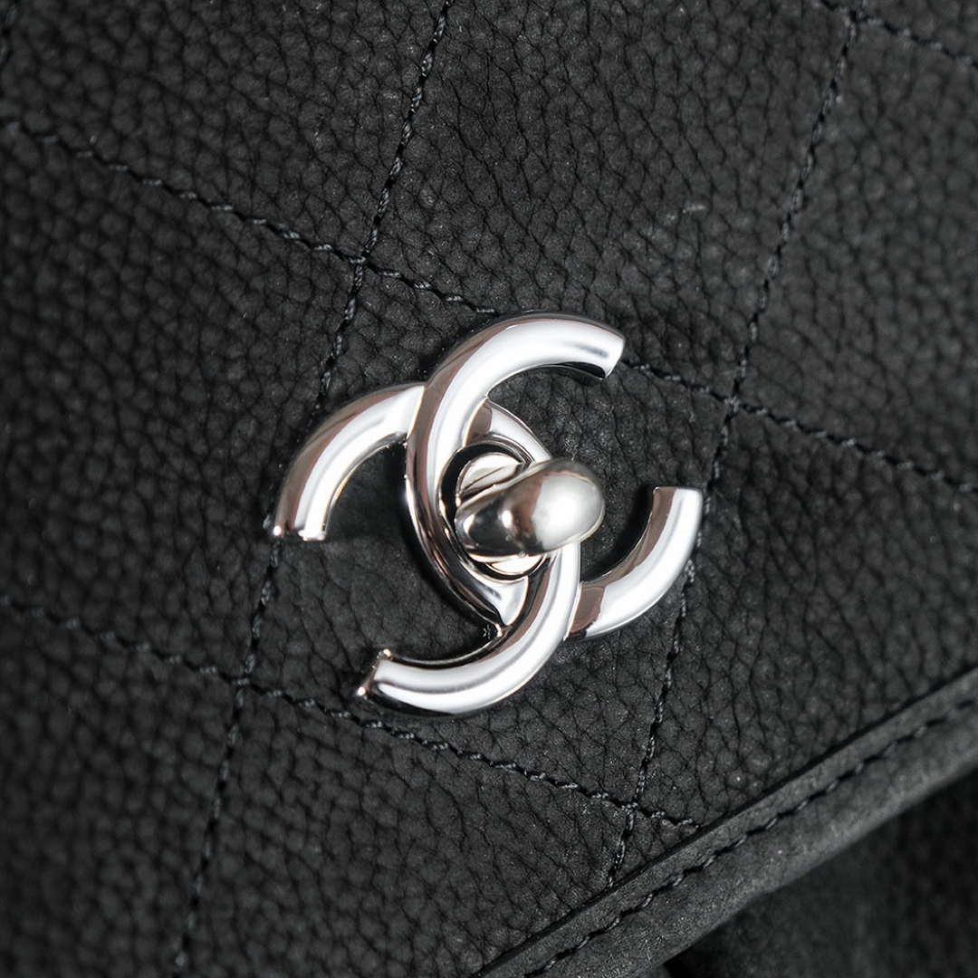 Chanel A90090 Flap Bag Vintage Black Suede Silver