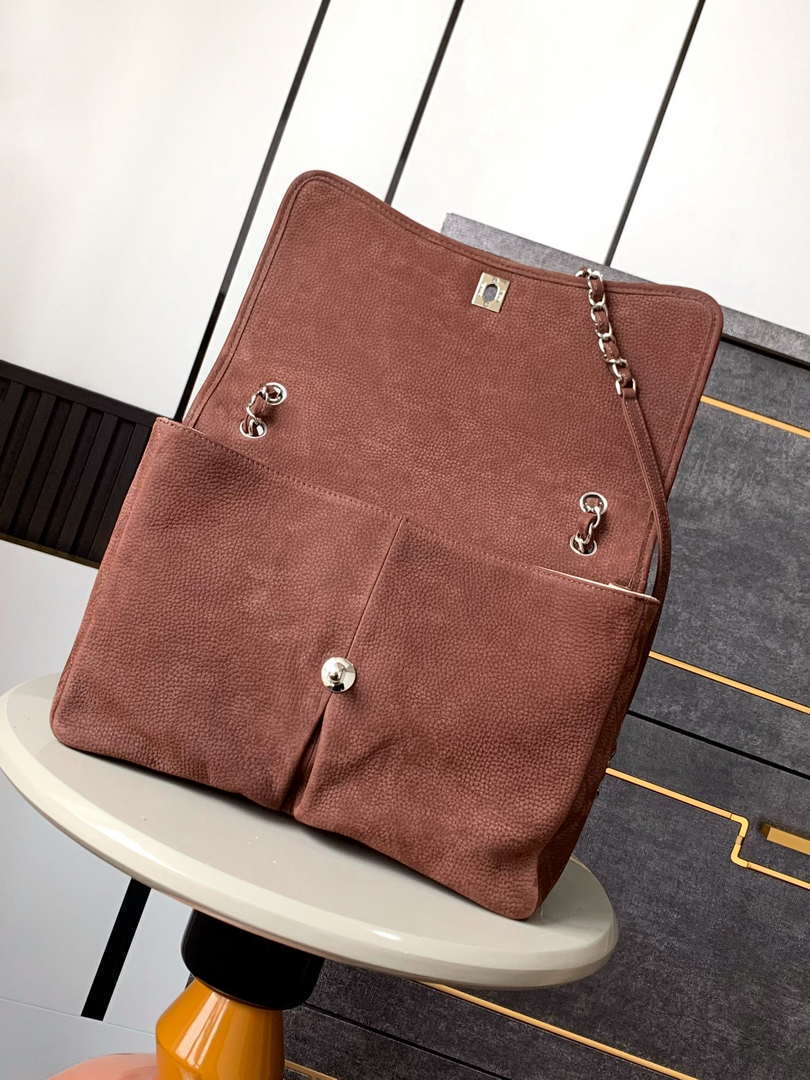 Chanel A90090 Flap Bag Vintage Coffee Suede Silver - Default Title - View 5