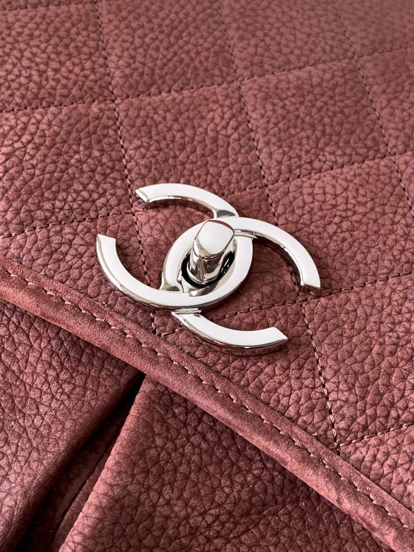 Chanel A90090 Flap Bag Vintage Coffee Suede Silver